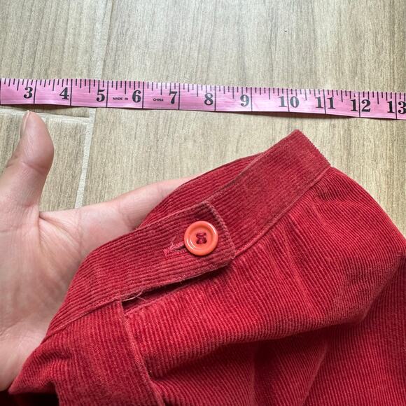Women's Vintage Red Wide Leg Bell Bottom Flare Pants High Waist Corduroy W24 - Picture 9 of 11